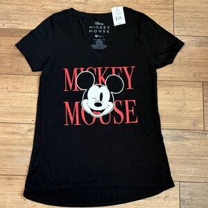 Disney Black and Red Mickey Mouse Women's Tee V Neck. Medium. NWT